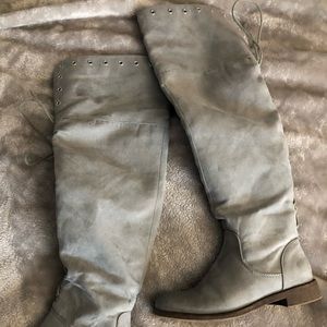 Grey Knee High Boots